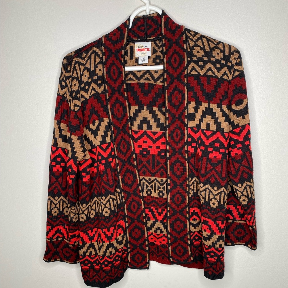 Cardigan ruby rd tribal long sleeves sweater size PXL